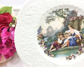 Royal Cauldon England Colonial Couple Display Plate, Fragonard, Love Story, Courting Couple Porcelain Plate, Wall Decor #A648