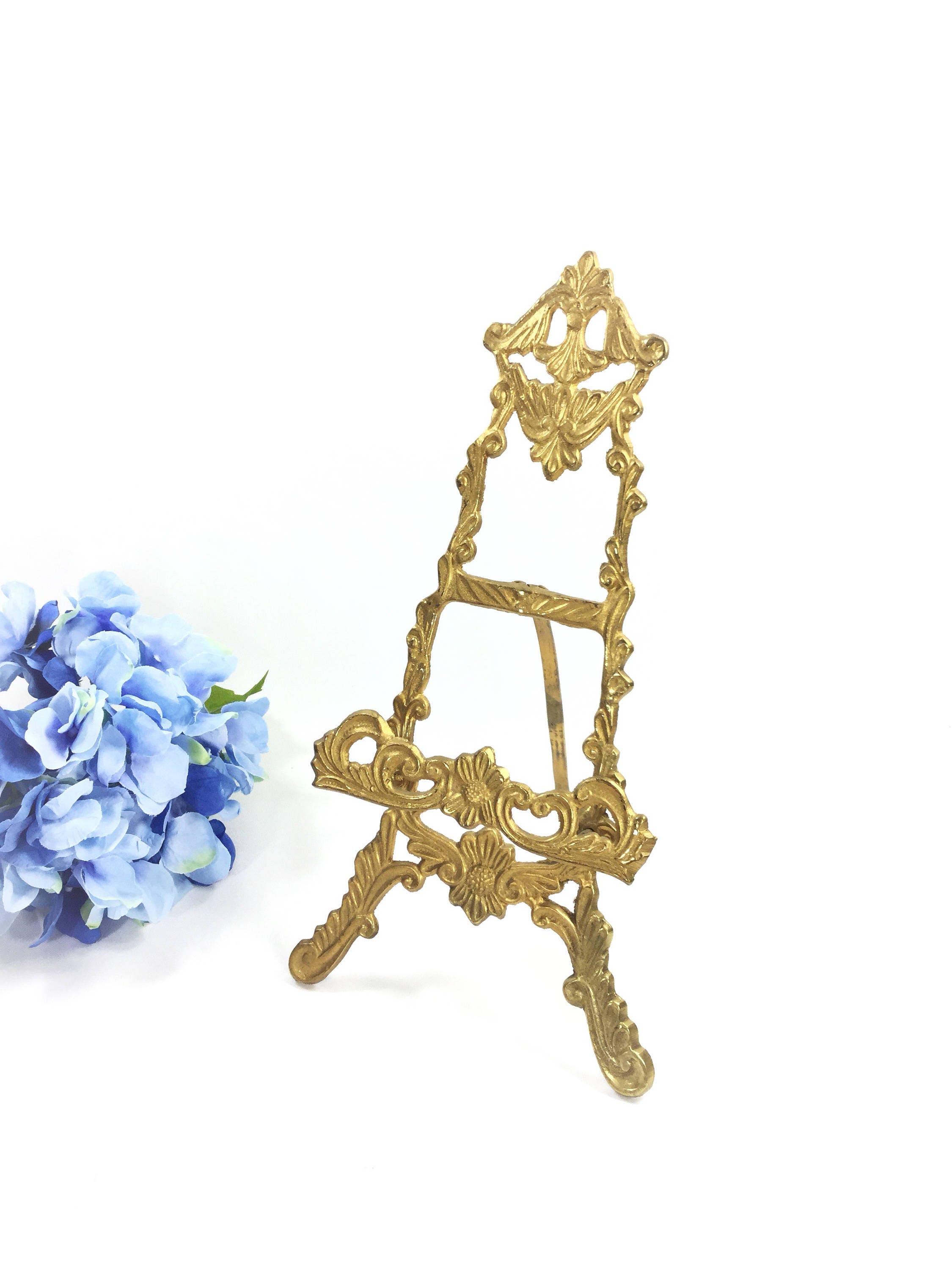 Large Gold Easel, Gold Book Stand, Brass Easel, Plate Display Stand