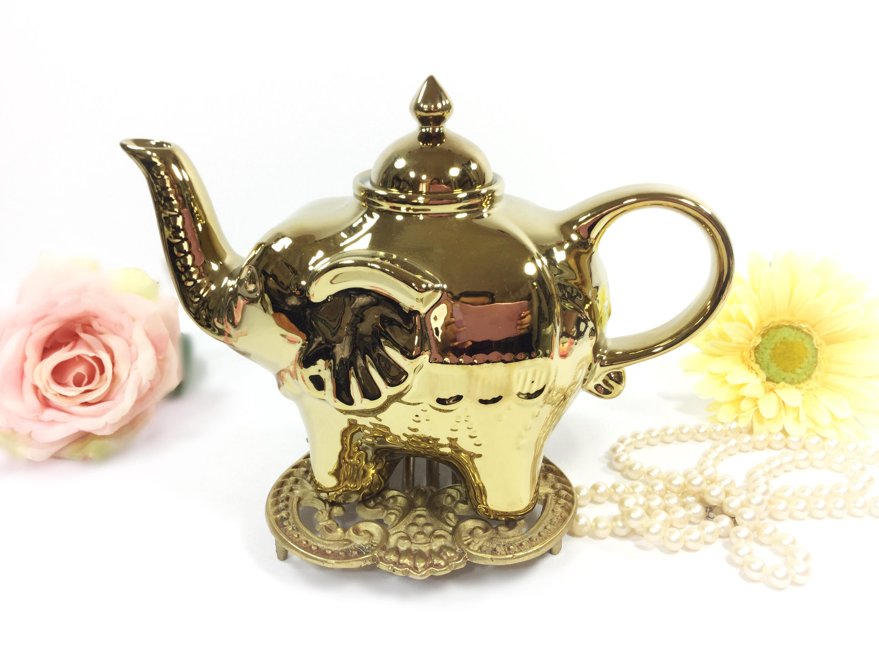 Exquisite Gold Elephant Teapot, For Tea Party, Wedding, Shower
