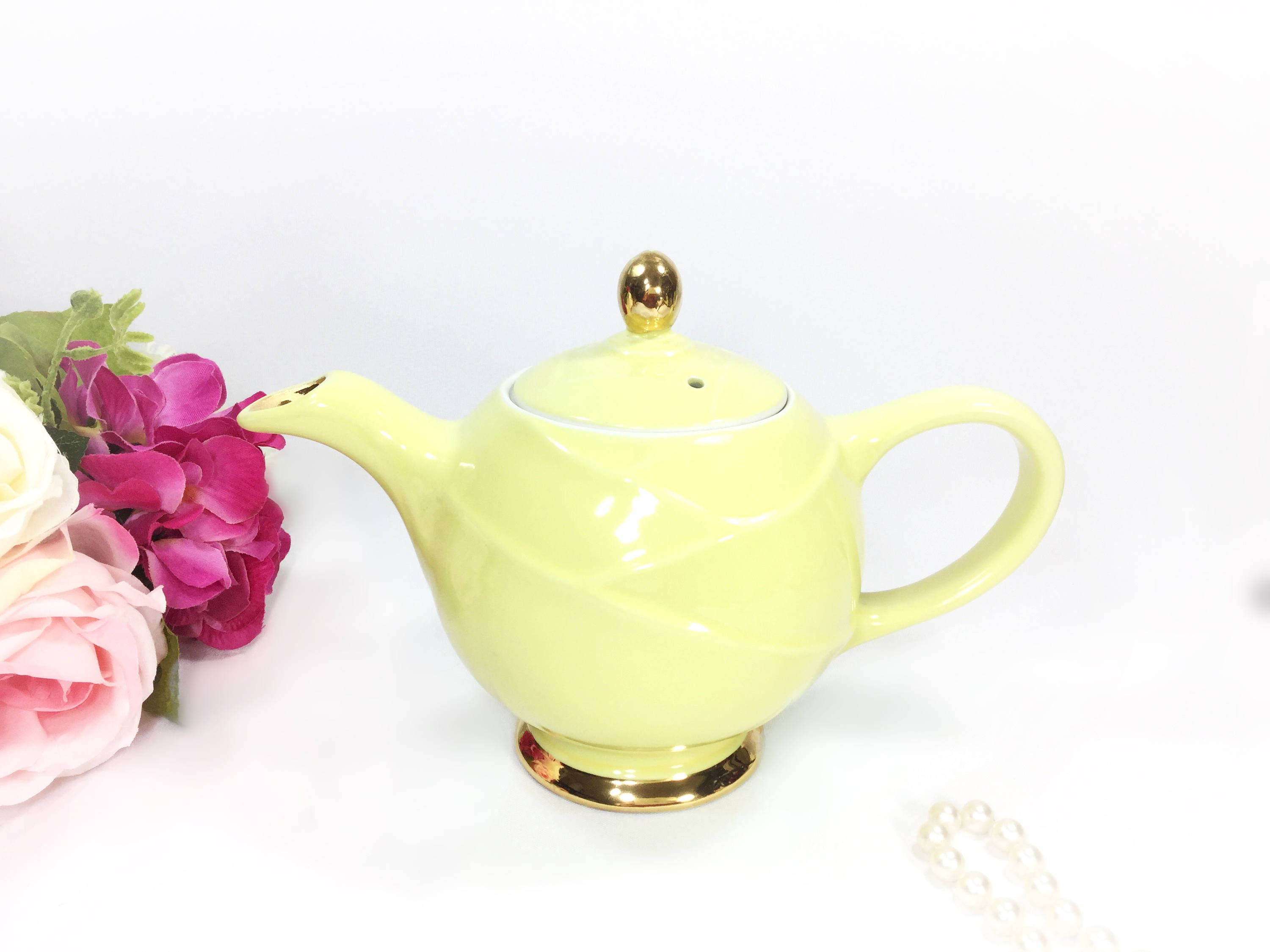 Yellow Vintage Hall Teapot, Yellow 6 Cup Hall Teapot For Tea Time Tea