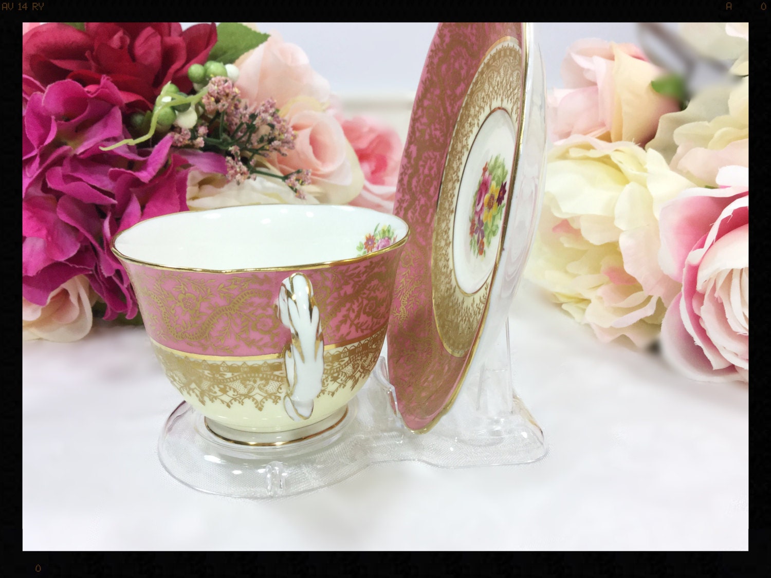6 Acrylic Teacup Display Holders, Tea Cup and Saucer Display Stand for Tea Set, Tea Party