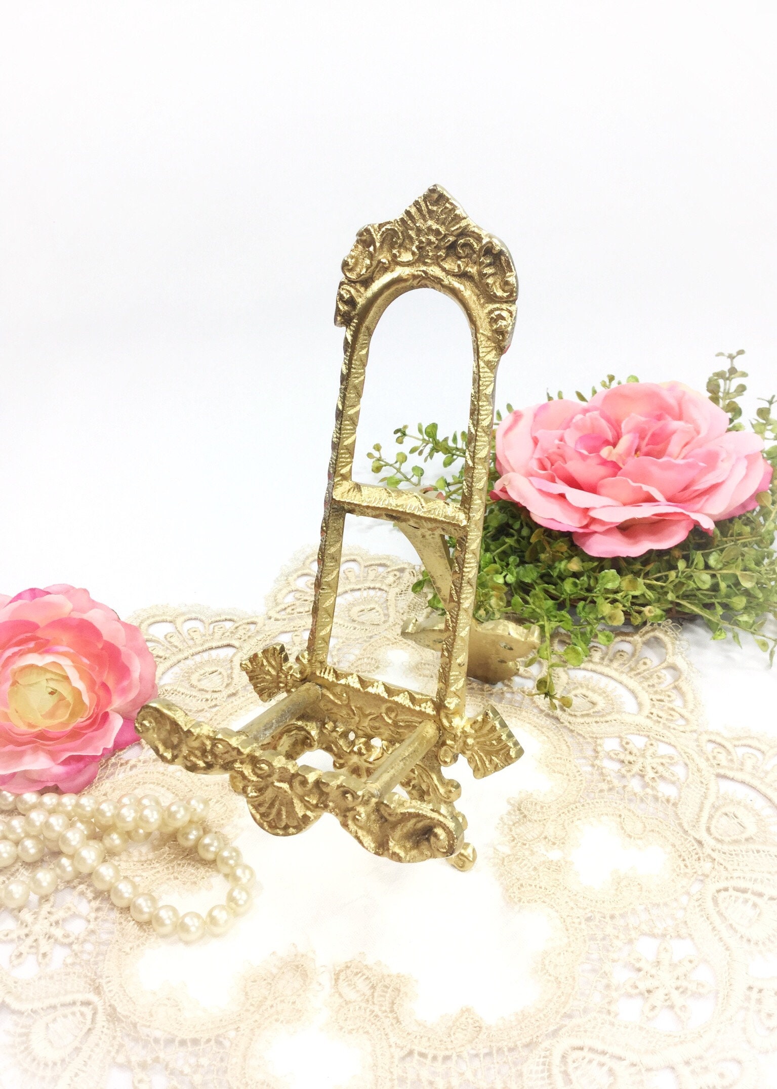 Large Gold Easel, Gold Book Stand, Gold Easel, Plate Display Stand