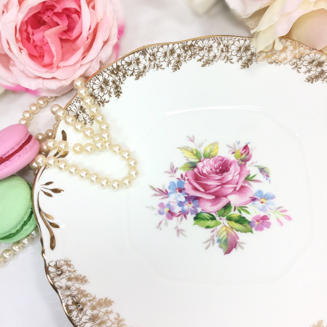Balfour China Foral English Cake Plate Fine Bone China Etsy