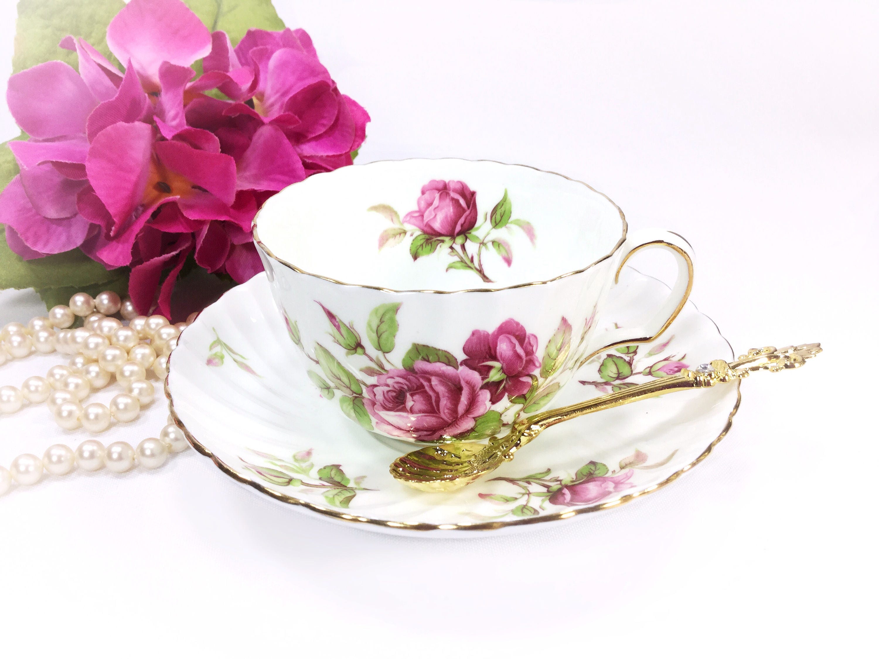 Adderley Fine Bone China Tea Trio, English Tea Set, Fine Bone China