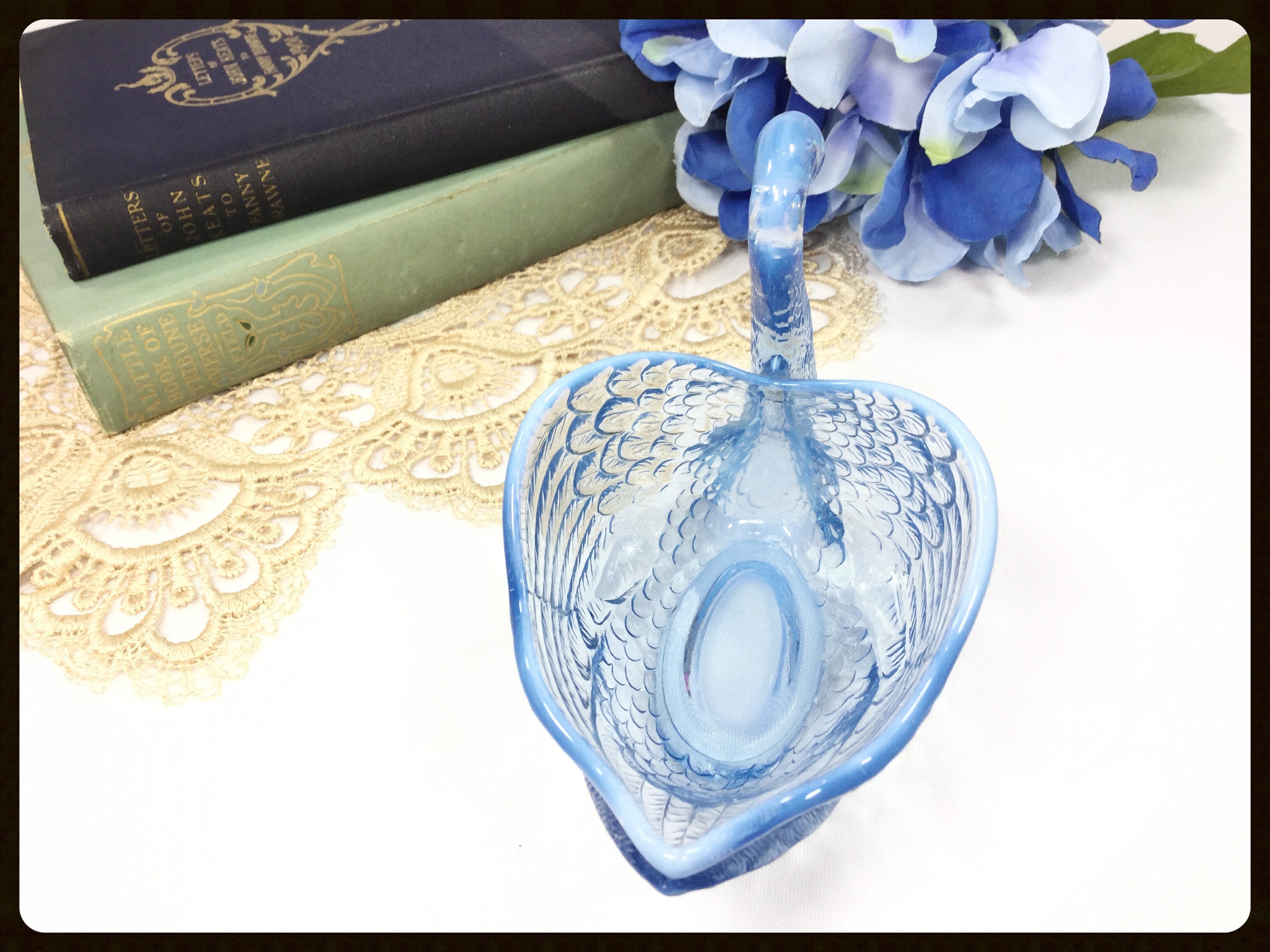 Blue Glass Swan, Glass Swan, Toothpick Holder, Candy Dish, Business