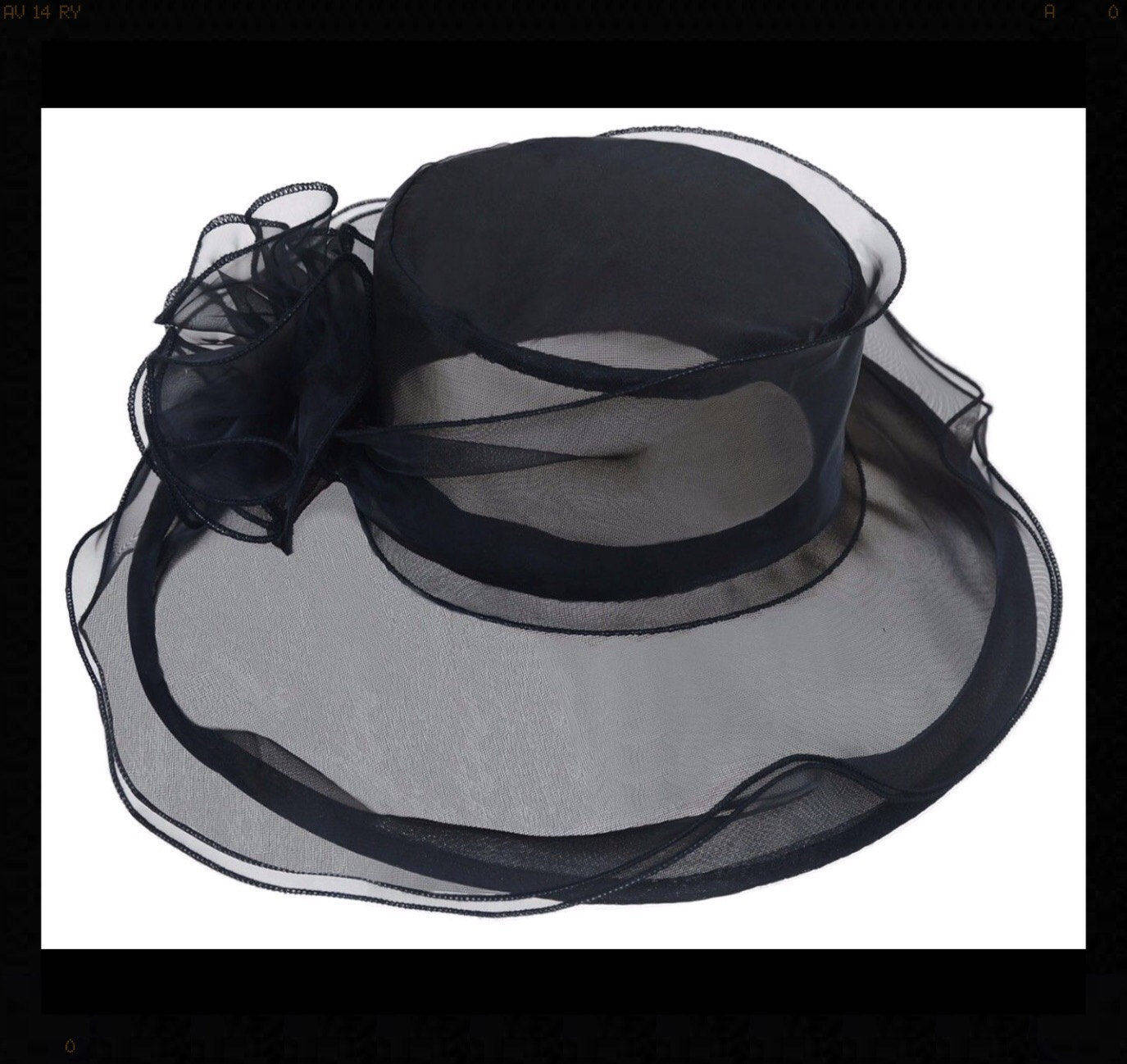 Elegant Ladies Sheer Black Tea Party Hat, Black Summer Hat, Dress Up
