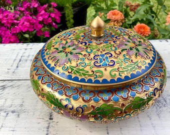 Chinese Cloisonne Enamel Lidded Jar #B745