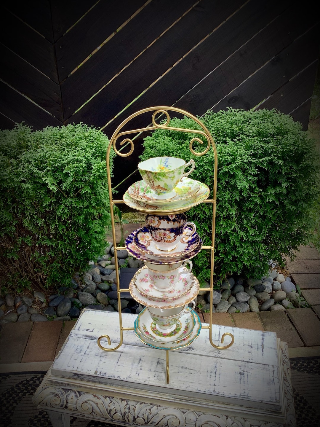 Gold 4 Tier Metal Tea Cup Display Stand Teacup Display Stand Etsy