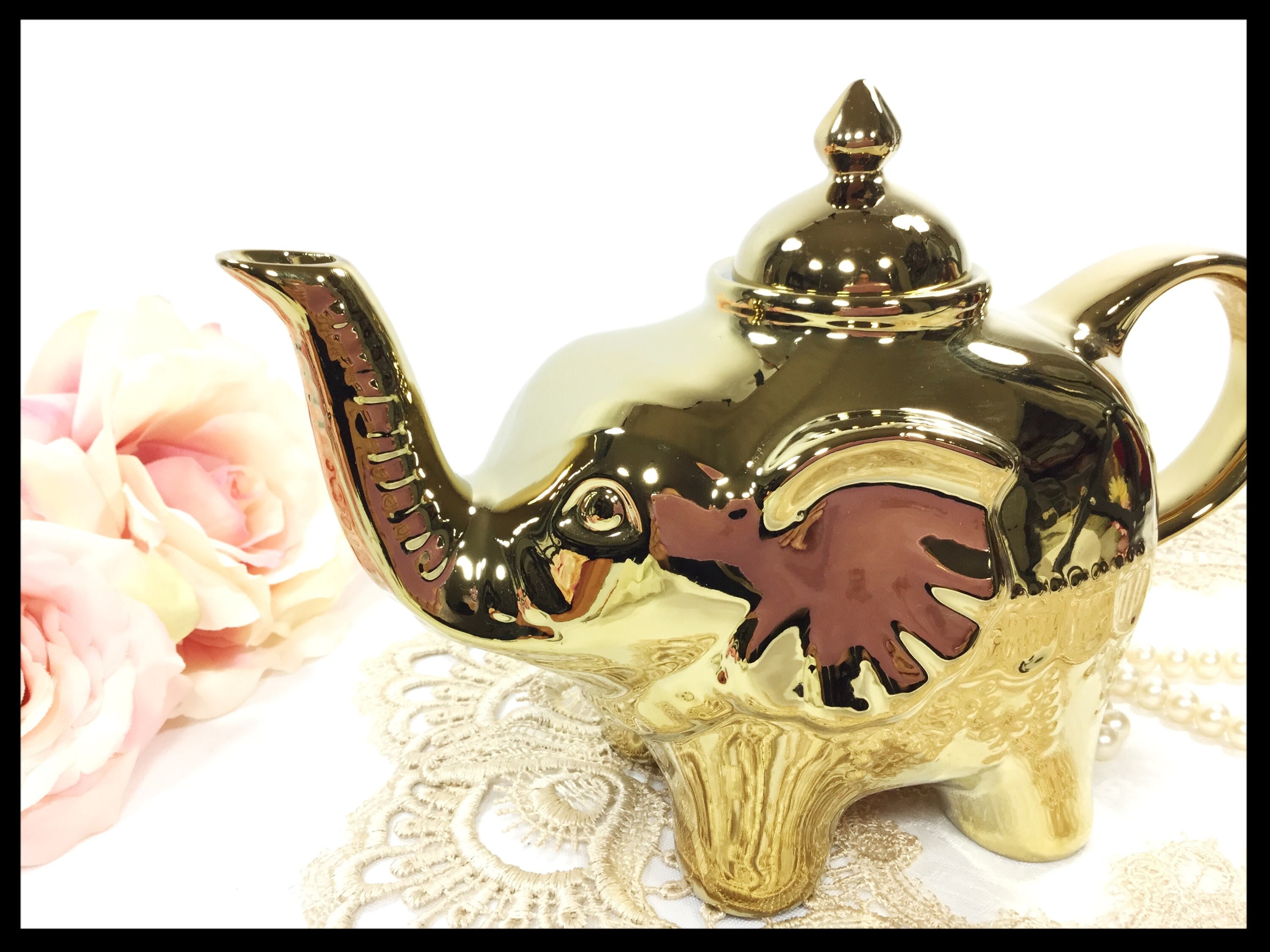 Exquisite Gold Elephant Teapot, For Tea Party, Wedding, Shower