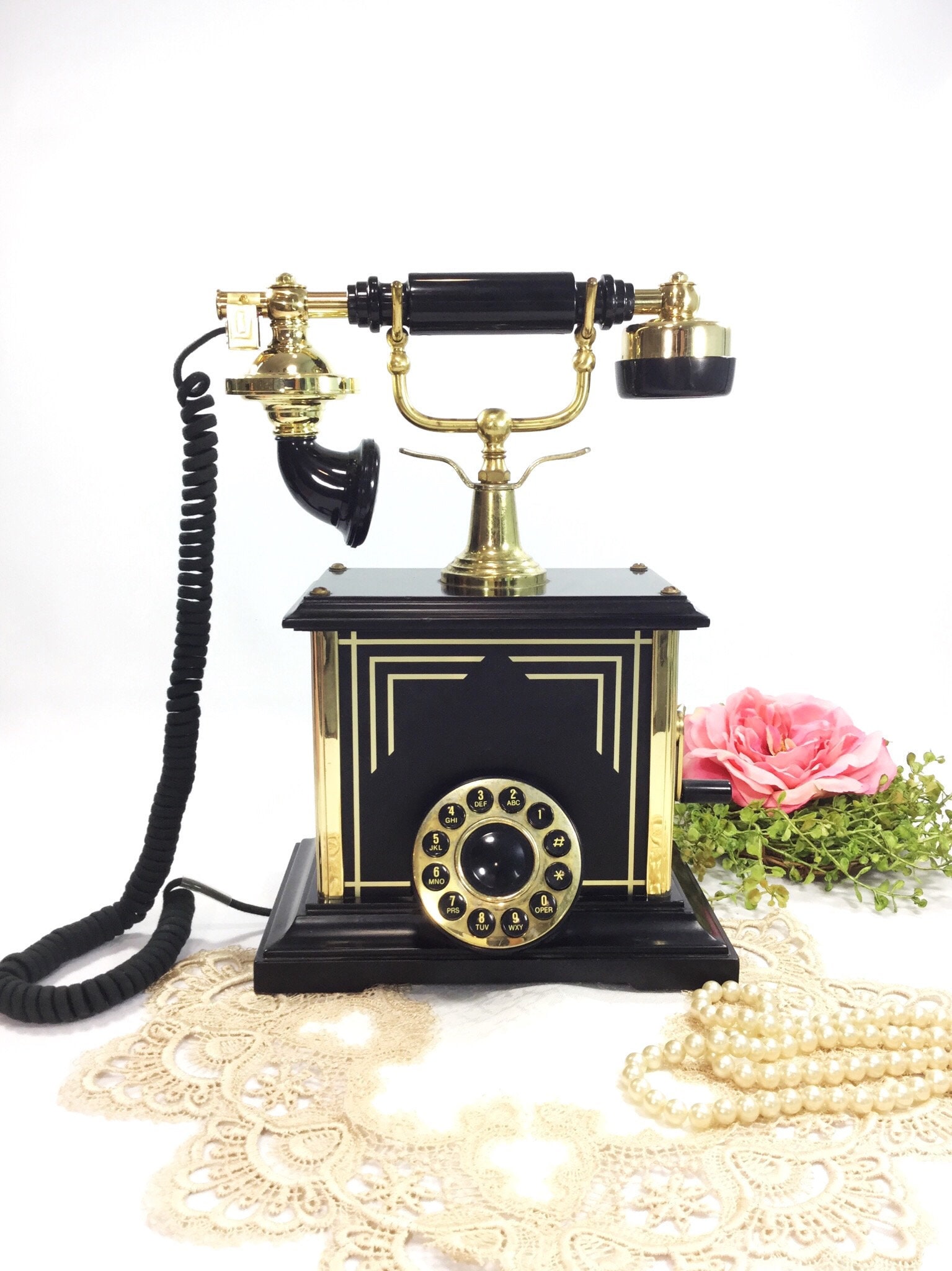 Gatsby Style Desk Phone, Vintage Land Line Telephone Shabby Chic, Great