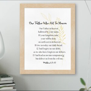 The Lord&#39;s Prayer Our Father Who Art In Heaven Matthew 6:9-13 digital download on white background Entryway Printable Wall Art Digital File