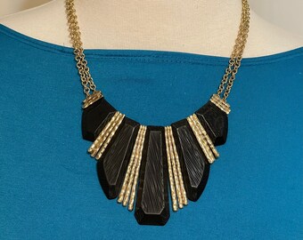Black and Gold Statement Necklace | Etsy