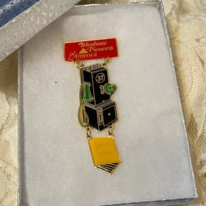 Telephone Pioneers of America Genesee Chapter 37 Tack Pin Antique Wall Phone. Gift Boxed