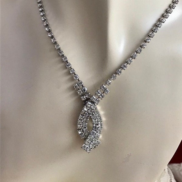 Rhinestone Bib Choker. 16" Necklace for Bride. Wedding. Pageant. Prom. Special Occasion