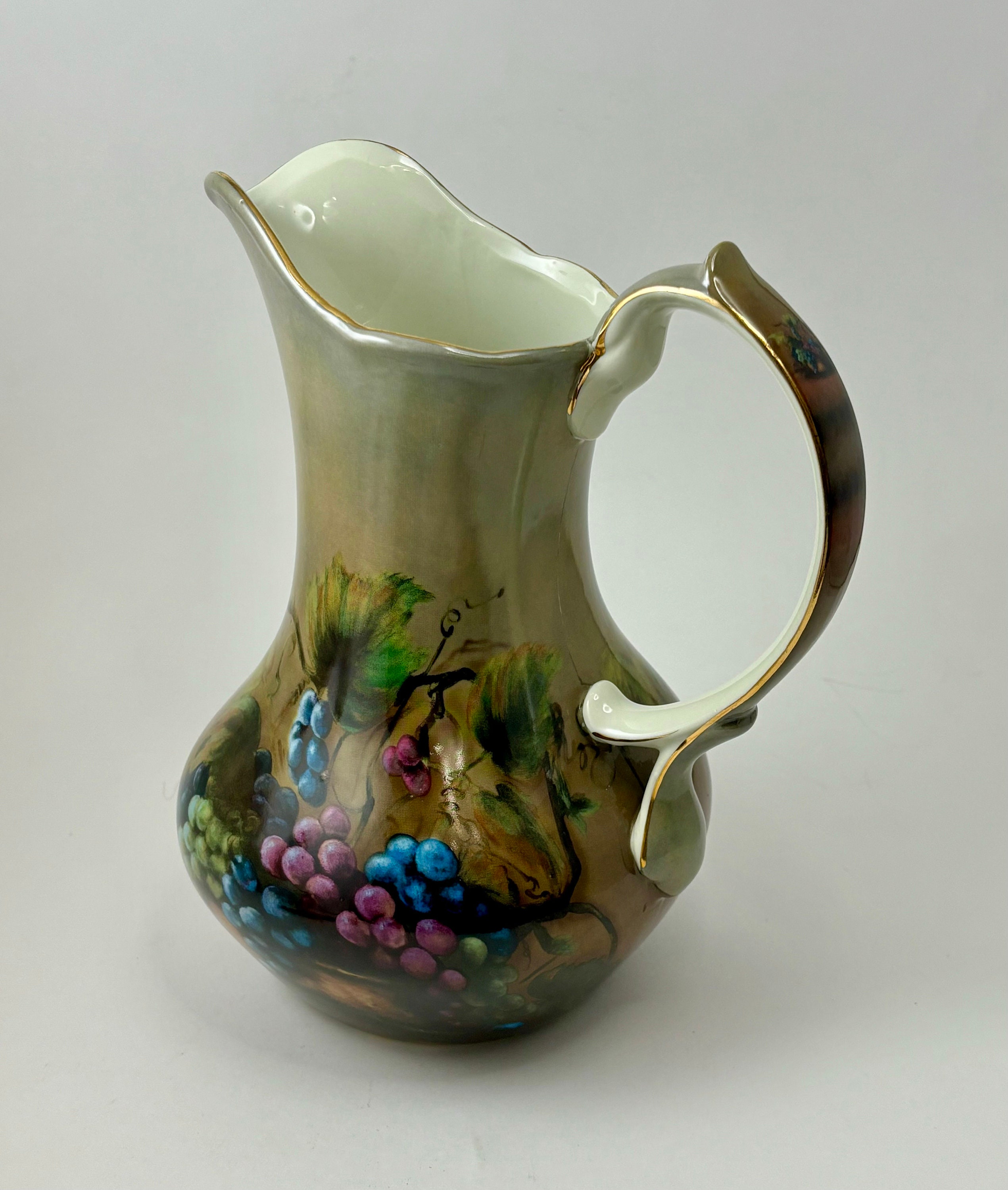 Vineyard Blessings Grape Motif Pitcher. Signed Lisa White Vineyard Blessings Grape Motif Pitcher. Signed Lisa White
