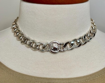 Kenneth Cole Silver Choker Necklace: Chunky Chain, Reversible