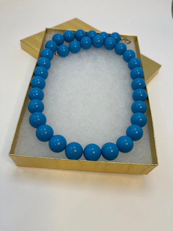 Turquoise Blue Beaded 24” Necklace . Chunky State… - image 3