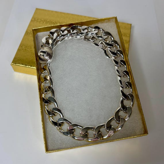 Kenneth Cole Silver Choker Necklace: Chunky Chain, Reversible
