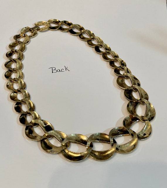 Gold Tone Chain Link Choker. 18 Inch Antiqued Tex… - image 7