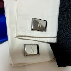 Vintage Sterling Cufflinks with Monogram &quot;N&quot;. Personalized Man&#39;s Jewelry. Wedding Gift for Groom, Father of the Bride, Prom Formal Gift Box