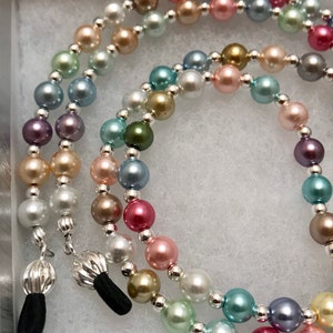 Pearl Eyeglass Chain. Multi Pale Color Women's Glasses/Readers Holder Necklace Lanyard. Gifts for Her. Coworkers, Christmas Gift Boxed image 7