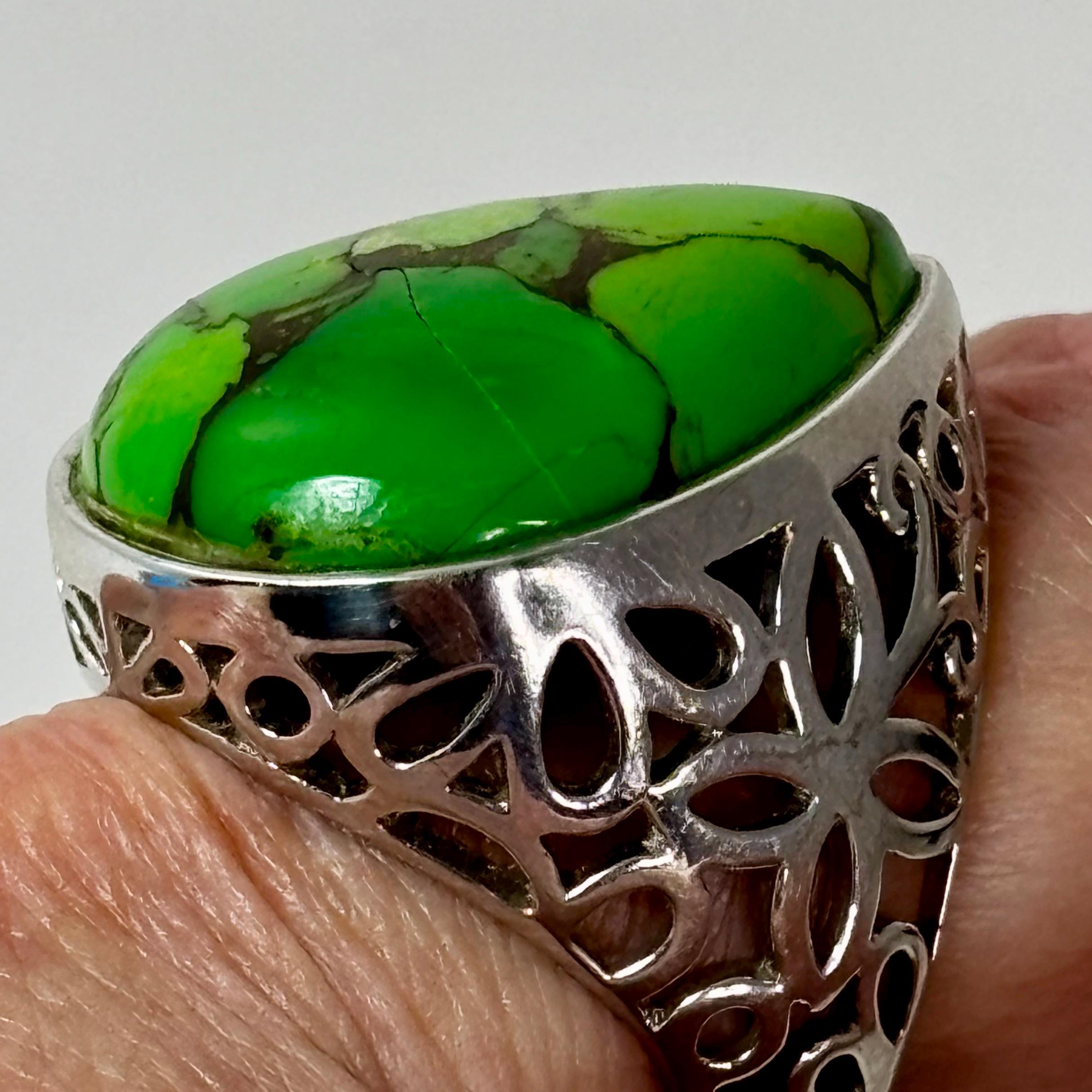 MSI Large Mojave Green Turquoise Ring Designer Sterling Thailand
