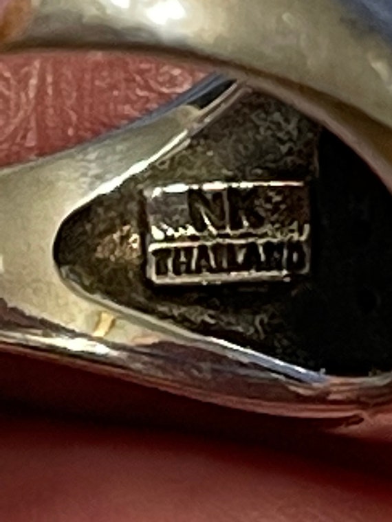 Turquoise Ring Size 8. Triangular Stone Set in St… - image 7