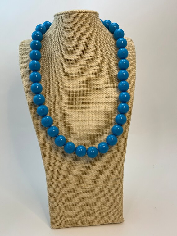 Turquoise Blue Beaded 24” Necklace . Chunky State… - image 8