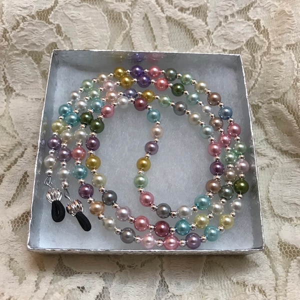 Pearl Eyeglass Chain: Multi-Color Beaded Glasses Holder Necklace