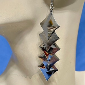 Silver Cascade Dangle Earrings. Long Waterfall Shoulder Duster Chandelier. Gift Boxed
