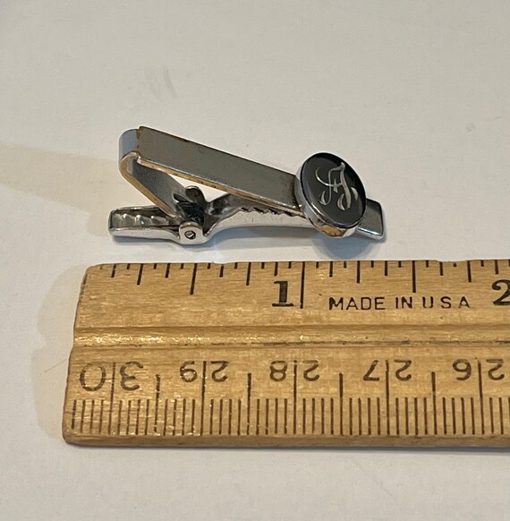 Vintage Silver Tone Initial "A" Cufflinks and Tie… - image 8