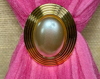 Pearl Cabochon Scarf Clip: Premier Designs Gold Tone Scarf Ring