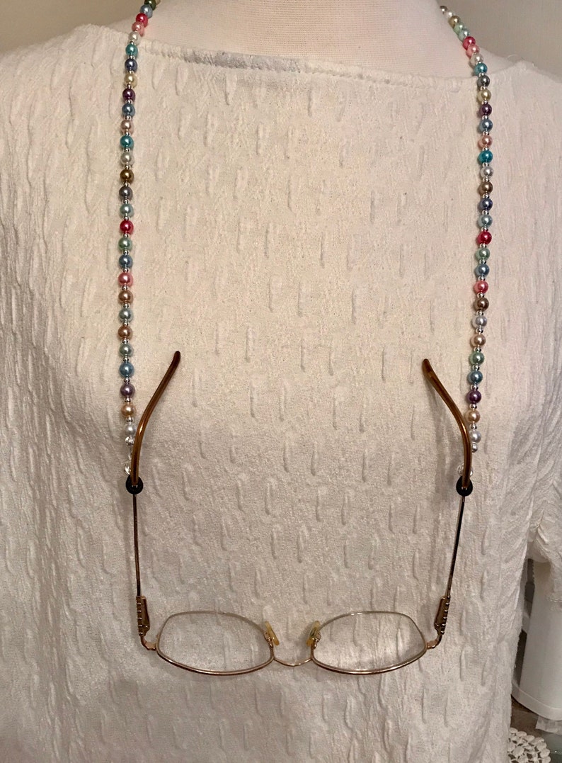 Pearl Eyeglass Chain. Multi Pale Color Women's Glasses/Readers Holder Necklace Lanyard. Gifts for Her. Coworkers, Christmas Gift Boxed image 4