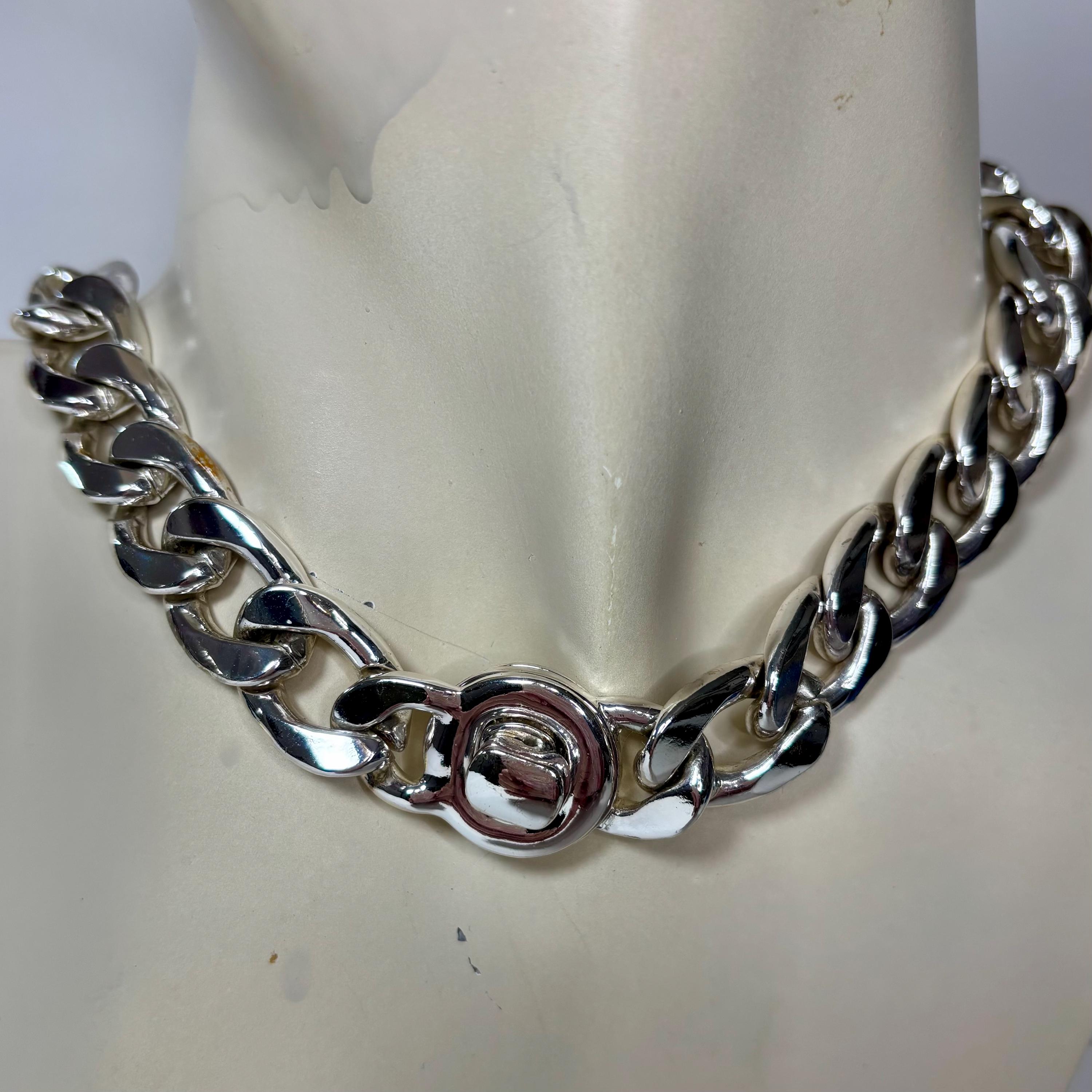 Kenneth Cole Silver Choker Necklace: Chunky Chain, Reversible