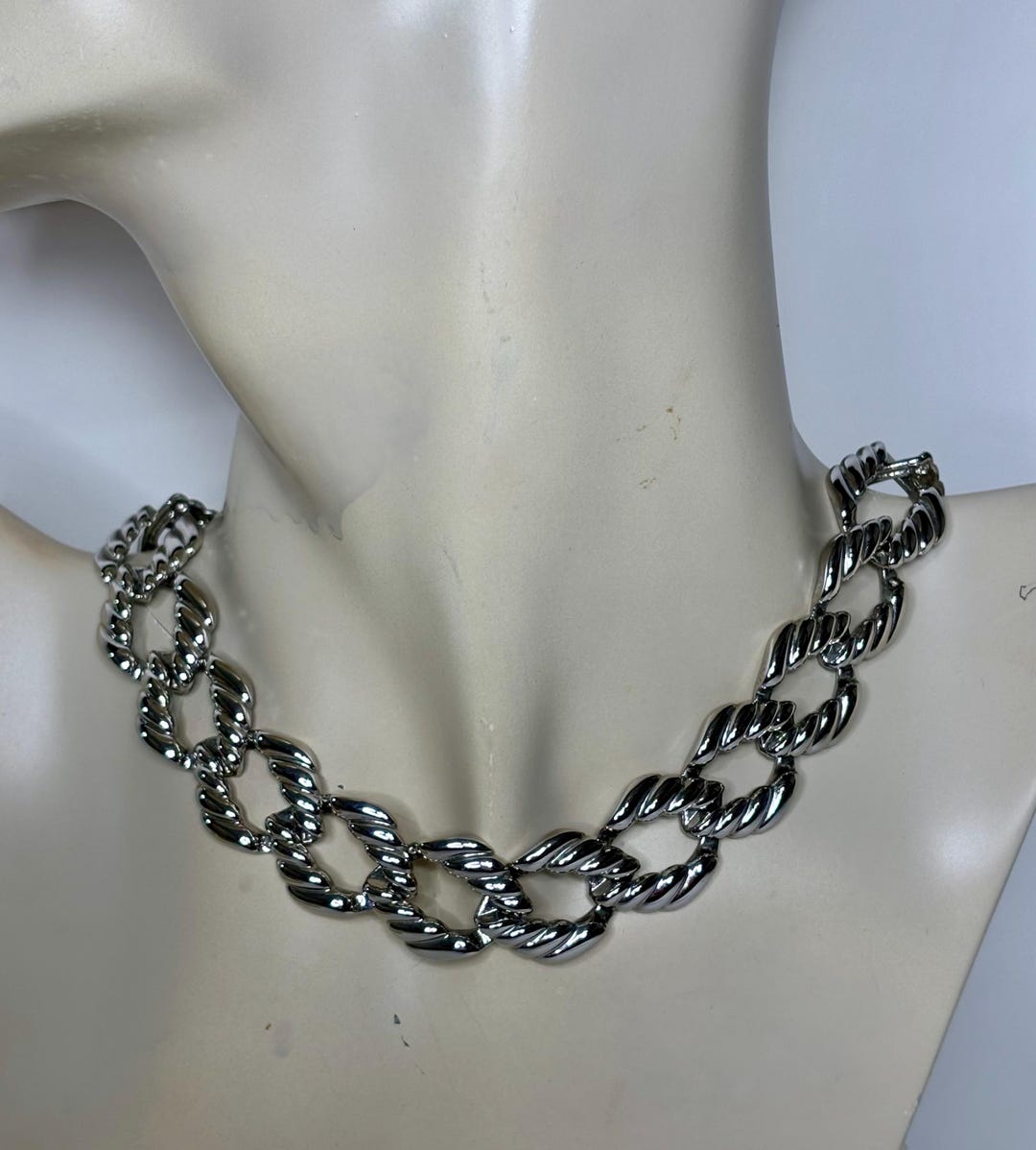 Vintage NAPIER Silver Tone Chain Link Choker Necklace - Etsy