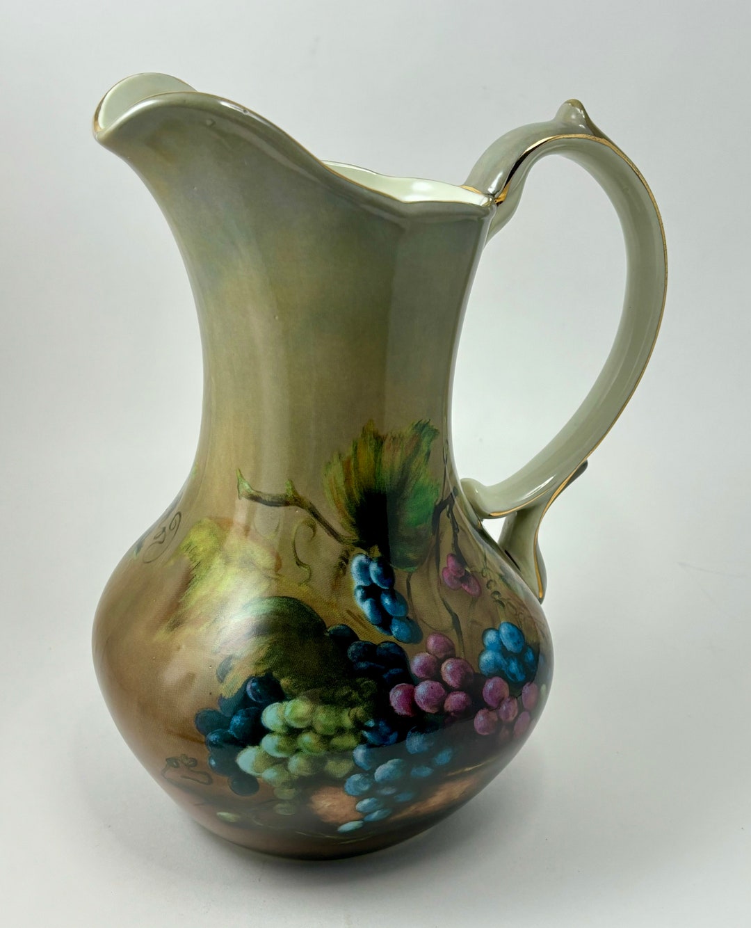 Vineyard Blessings Grape Motif Pitcher. Signed Lisa White Vineyard Blessings Grape Motif Pitcher. Signed Lisa White