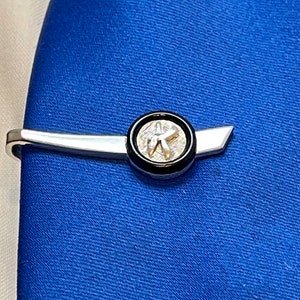 Vintage SWANK Initial K Tie Bar Clip: 1970s Silver Tone