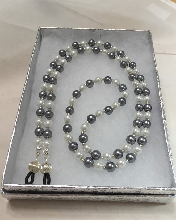 Pearl Eyeglass Chain. Gray/Grey and White Women's Glasses Etsy