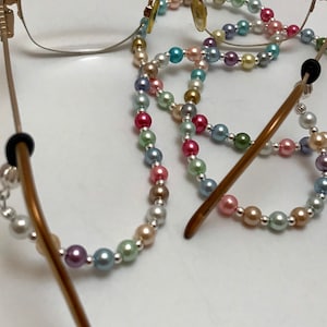 Pearl Eyeglass Chain. Multi Pale Color Women's Glasses/Readers Holder Necklace Lanyard. Gifts for Her. Coworkers, Christmas Gift Boxed image 5