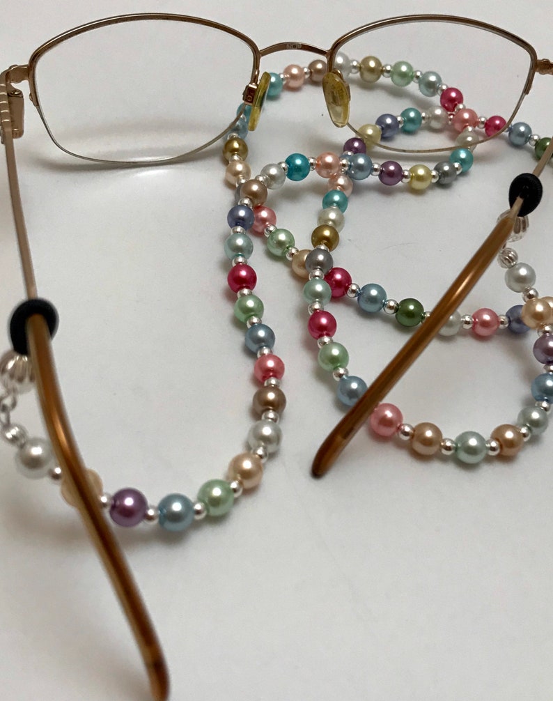 Pearl Eyeglass Chain. Multi Pale Color Women's Glasses/Readers Holder Necklace Lanyard. Gifts for Her. Coworkers, Christmas Gift Boxed image 5