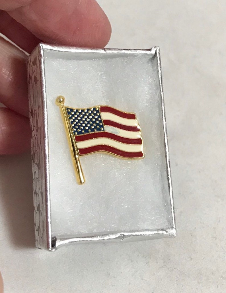 US American Flag Lapel Pin. Enamel on Gold Tone Collectible | Etsy