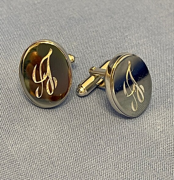 Vintage Silver Tone Initial "A" Cufflinks and Tie… - image 7