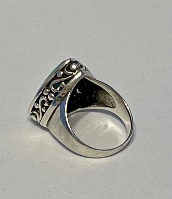 Turquoise Ring Size 8. Triangular Stone Set in St… - image 6