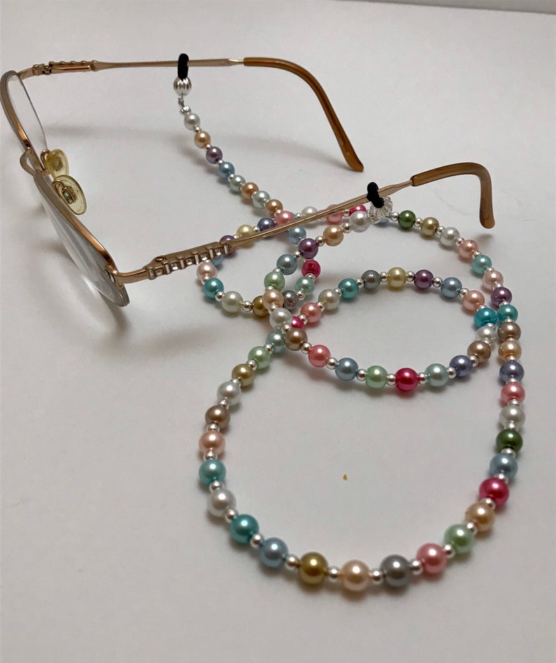 Pearl Eyeglass Chain. Multi Pale Color Women's Glasses/Readers Holder Necklace Lanyard. Gifts for Her. Coworkers, Christmas Gift Boxed image 8