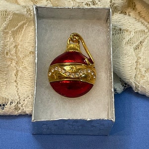 Christmas Ornament Brooch. Xmas Holiday Jewelry. Gift Boxed