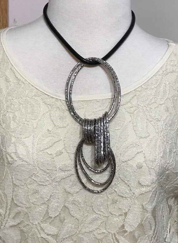 Brutalist Statement Necklace: Boho Industrial Rub… - image 2