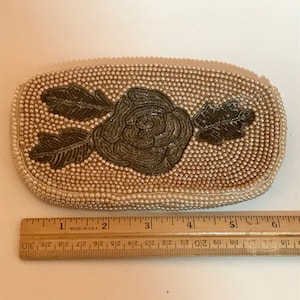 Vintage gala perla cuentas bolsa de noche clutch. Hecho en Japón. Bolso formal de ocasión especial de graduación