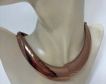 Copper Collar Necklace. Adjustable 16" Choker. Hammered and Satin Boho Jewelry. Mother's Day. Girl Friend Gift Boxed