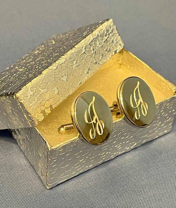 Vintage Silver Tone Initial "A" Cufflinks and Tie… - image 5