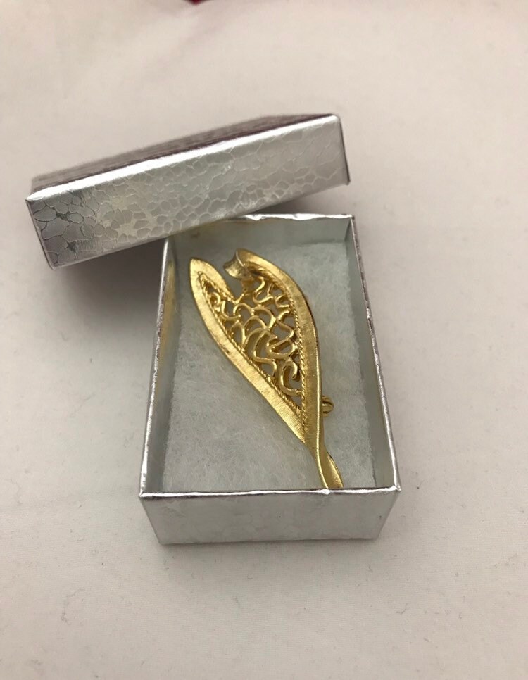 Broche 'Leaf' (feuille) Signée Roma - Finition Or, Taille 1,75 Pouce (4,4 Cm), Occasion